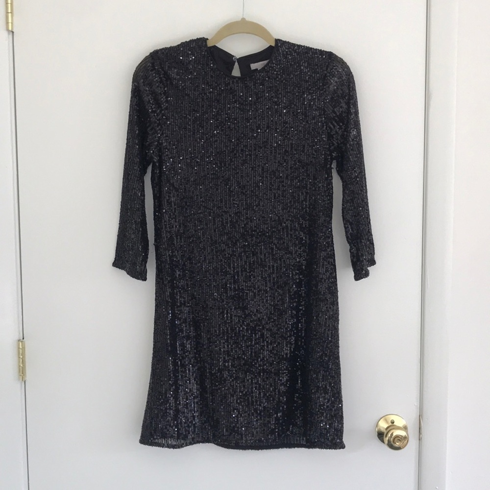 Black Sequin Shift Dress